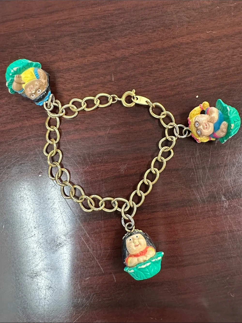 Vintage 1980s Avon Kids cabbage patch kids Gold-Tone Charm Bracelet